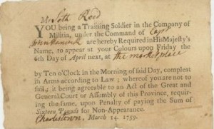 A militia call-up for Seth Reed, 1759.